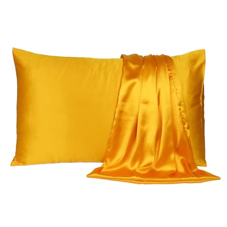 Homeroots 20 x 26 in. Goldenrod Dreamy Silky Satin Standard Size Pillowcases 387885